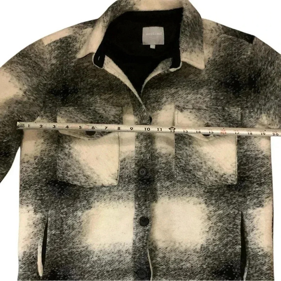 Weekend LA Wool Blend Shacket in Gunmetal Plaid- Size XS - Picture 9 of 10